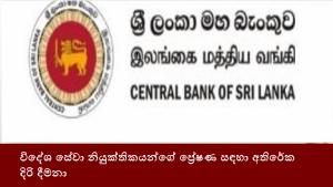 විදේශ සේවා නියුක්තිකයන්ගේ ප්‍රේෂණ සඳහා අතිරේක දිරි දීමනා