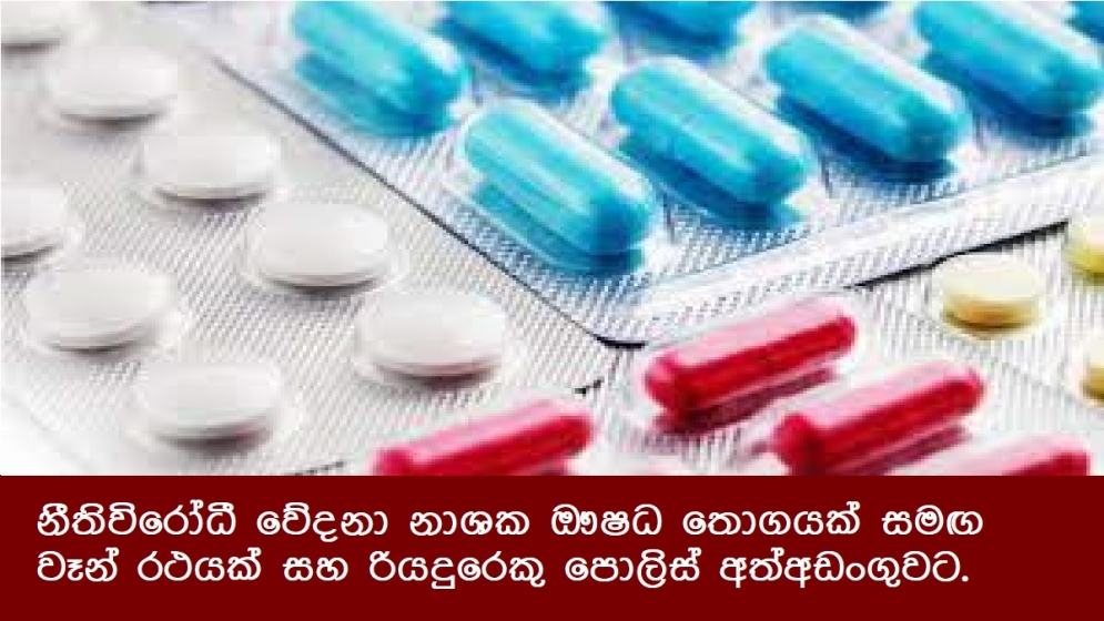 නීතිවිරෝධී වේදනා නාශක ඖෂධ තොගයක් සමඟ වෑන් රථයක් සහ රියදුරෙකු පොලිස් අත්අඩංගුවට.