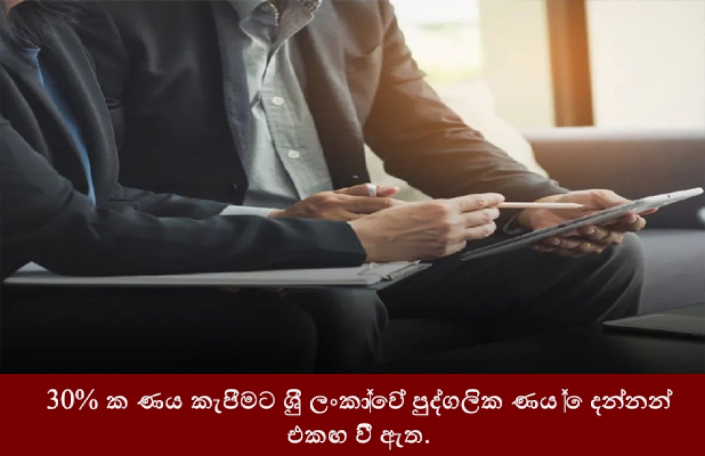 30% ක ණය කැපීමට ශ්‍රී ලංකාවේ පුද්ගලික ණය දෙන්නන් එකඟ වී ඇත.