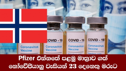 Pfizer එන්නතේ පළමු මාත්‍රාව ගත් නෝවේජියානු වැසියන් 23 දෙනෙකු මරුට