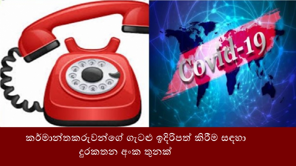 කර්මාන්තකරුවන්ගේ ගැටළු ඉදිරිපත් කිරීම සඳහා දුරකතන අංක තුනක්