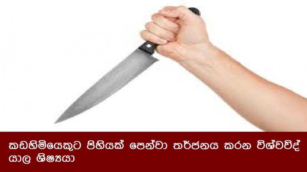 කඩහිමියෙකුට පිහියක් පෙන්වා තර්ජනය කරන විශ්වවිද්‍යාල ශිෂ්‍යයා